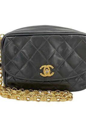 CHANEL Matelasse / Camera bag - Black Lambskin Women's Shoulder Bag